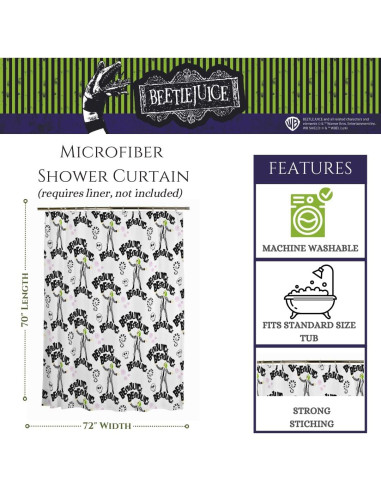 Cortina de Ducha Microfibra Beetlejuice Franco 70x72 cm
