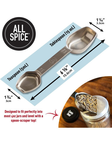 Cuchara Medidora Doble Cara AllSpice Acero Inoxidable 15 cm