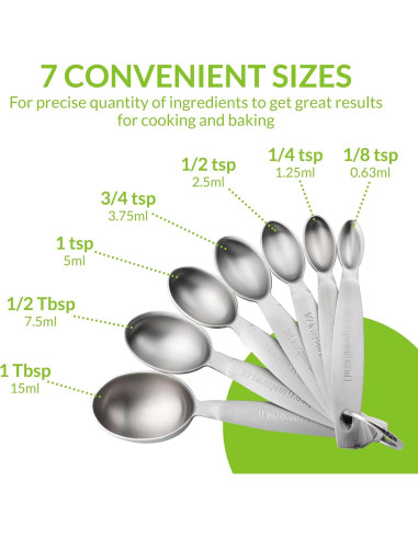 Juego de Cucharas Medidoras Acero Inoxidable Spring Chef 7 Pzas