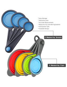 Juego de Tazas y Cucharas Medidoras Kalsreui 8 Piezas Silicona 2