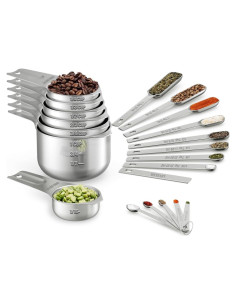 Juego de Tazas y Cucharas Medidoras Wildone 21 Piezas Acero Inoxidable