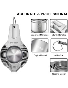 Juego de Tazas y Cucharas Medidoras Wildone 21 Piezas Acero Inoxidable 2