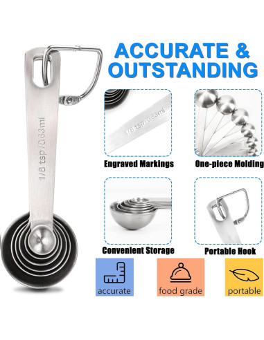 Juego de Cucharas Medidoras Acero Inoxidable Rena Chris 6PCS