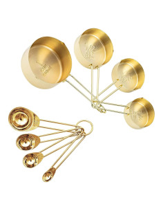 Juego de Tazas y Cucharas Medidoras LYFJXX 8 PCS Oro
