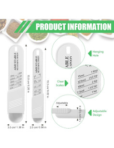 Juego de 6 cucharas medidoras ajustables de plástico blanco 2