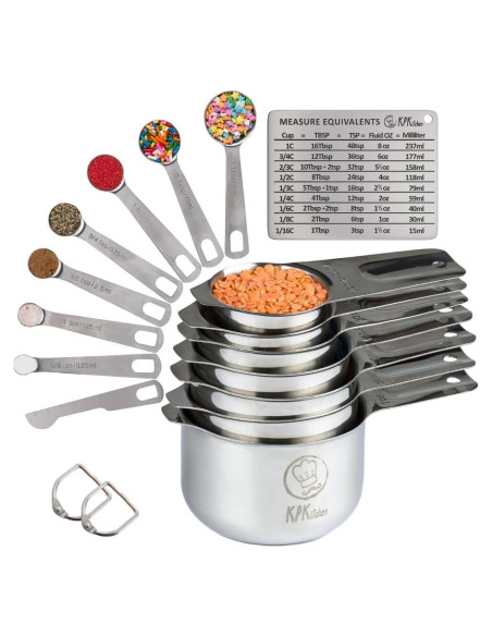 Juego de Tazas y Cucharas Medidoras KPKitchen Acero Inoxidable