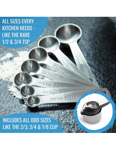 Juego de Tazas y Cucharas Medidoras KPKitchen Acero Inoxidable