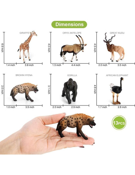 Figuritas de Animales Safari Volnau 13 Piezas Educativas