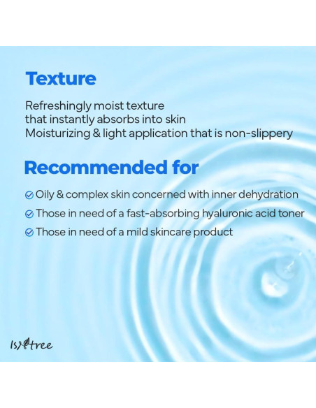 Tónico Hidratante ISNTREE Ácido Hialurónico 300ml Vegano