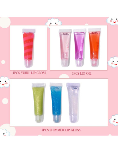 Conjunto de Brillo Labial M&U con Bolso, 7 Piezas 7,1 ml