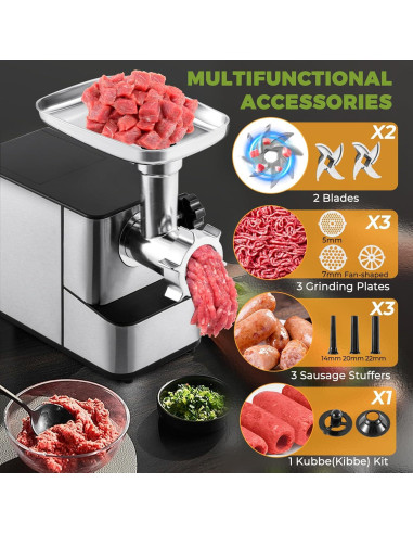 Picadora de Carne Eléctrica Flyseago 3200W 3.6kg/min Comercial