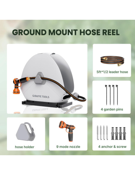 Carrete de Manguera Retráctil Giraffe Tools 1/2" x 24,99m