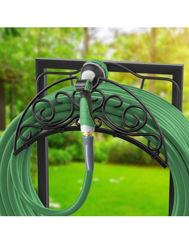 Soporte para Manguera de Jardín Helhom Metal Negro 2,72 kg