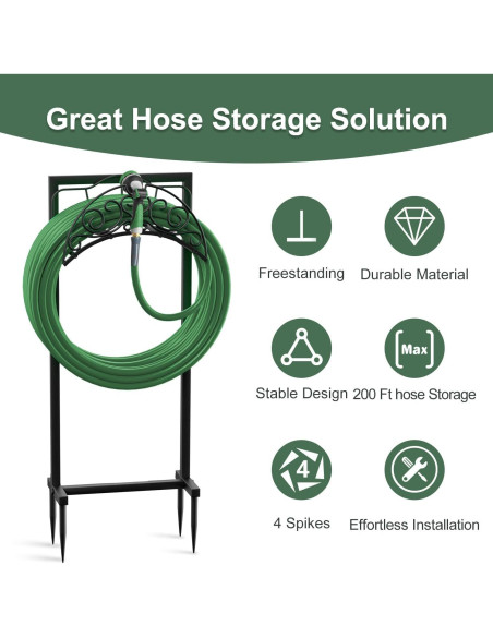 Soporte para Manguera de Jardín Helhom Metal Negro 2,72 kg