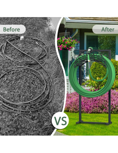 Soporte para Manguera de Jardín Helhom Metal Negro 2,72 kg