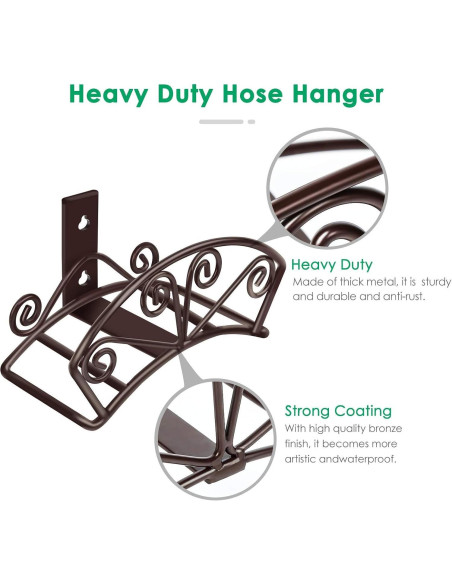 Soporte para Manguera de Jardín TomCare Montaje en Pared Bronce