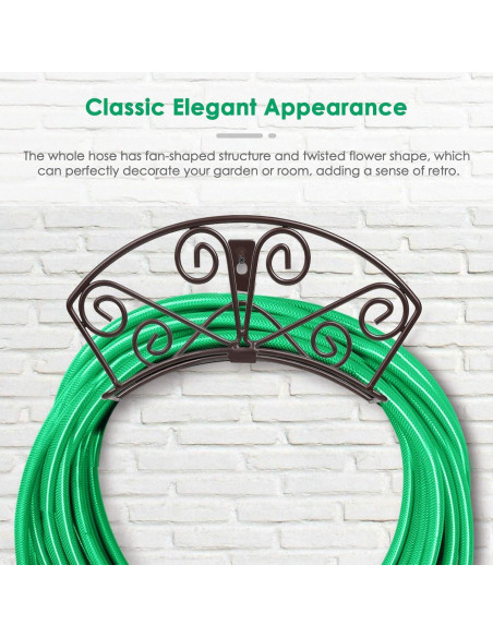 Soporte para Manguera de Jardín TomCare Montaje en Pared Bronce