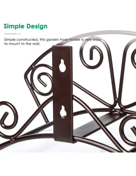 Soporte para Manguera de Jardín TomCare Montaje en Pared Bronce