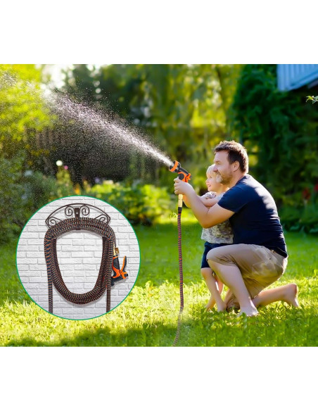 Soporte para Manguera de Jardín TomCare Montaje en Pared Bronce