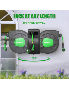 Carrete de Manguera de Jardín POPBULL 30,48 m Montaje Pared 2