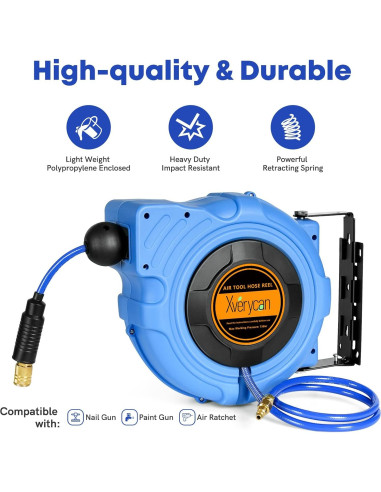 Carrete de Manguera de Aire Retráctil Xverycan 3/8" x 15m 300 PSI