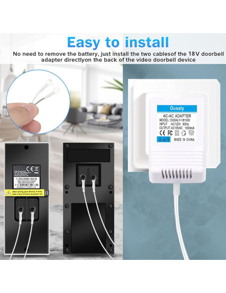 Adaptador de Alimentación Ousaly 18V 1A para Timbres Inteligentes