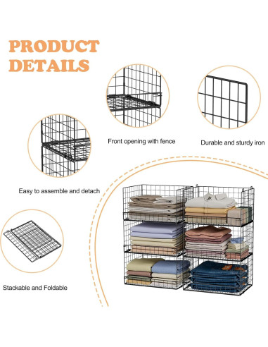Organizador de Closet Yociyoga 6 Niveles Plegable Metal 6,35 kg