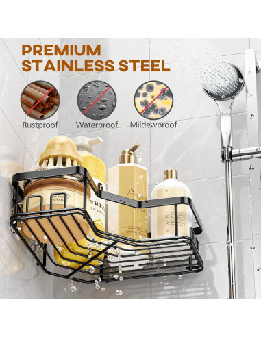 Organizador de Ducha MAXIFFE, 3 Estantes Esquina Acero Inoxidable