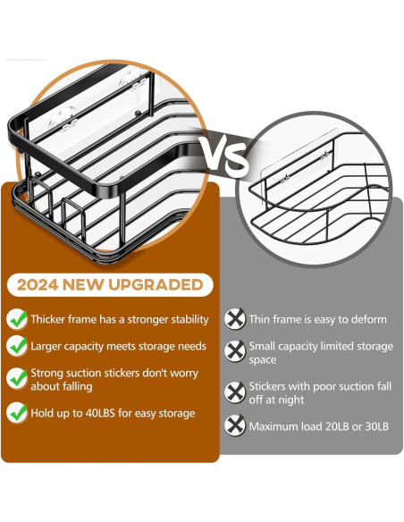 Organizador de Ducha MAXIFFE, 3 Estantes Esquina Acero Inoxidable