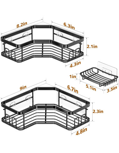 Organizador de Ducha MAXIFFE, 3 Estantes Esquina Acero Inoxidable