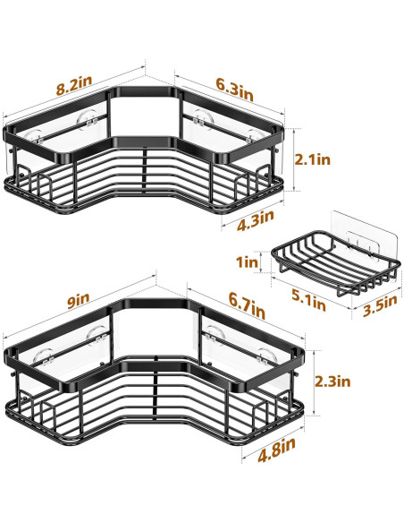 Organizador de Ducha MAXIFFE, 3 Estantes Esquina Acero Inoxidable
