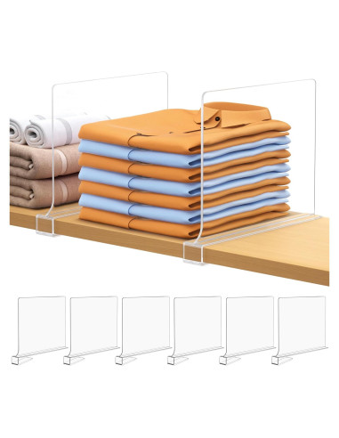 6 Divisores de Estante Acrílico Aolloa 29.72x23.37 cm