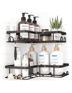 Caddy de Ducha Esquinero Sakugi 2 Piezas Acero Inoxidable Negro