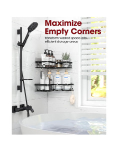 Caddy de Ducha Esquinero Sakugi 2 Piezas Acero Inoxidable Negro 2