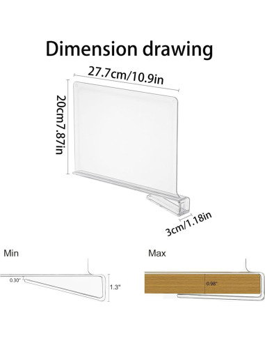 Divisores de Estante Acrílicos Celesterra 8 Unidades Ajustables