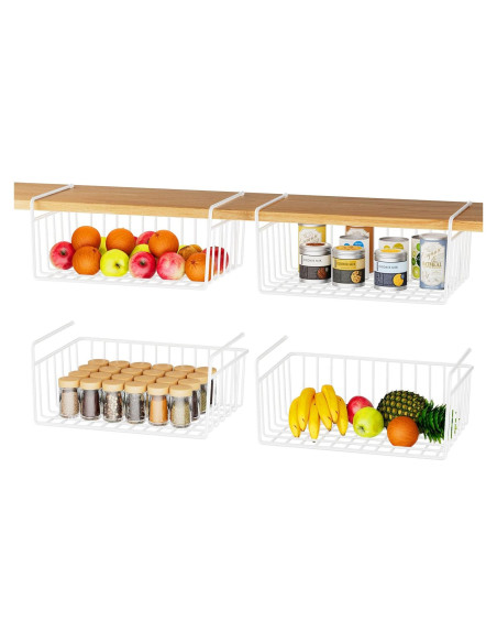 Cesta de Almacenamiento Bajo Estante SUFAUY 4 PCS Blanca