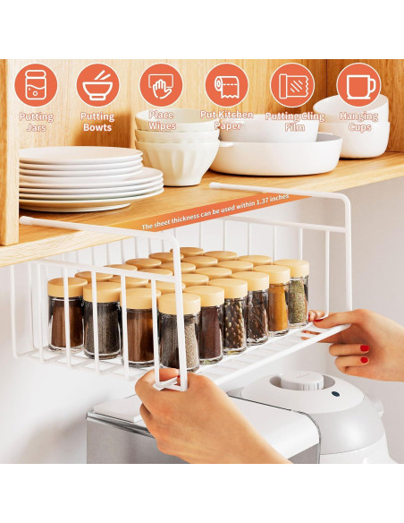 Cesta de Almacenamiento Bajo Estante SUFAUY 4 PCS Blanca