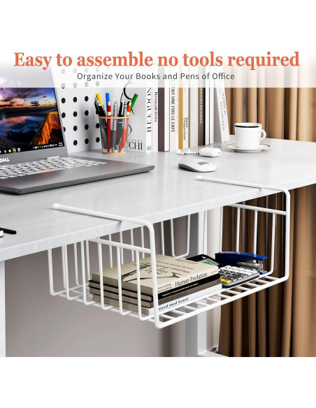 Cesta de Almacenamiento Bajo Estante SUFAUY 4 PCS Blanca