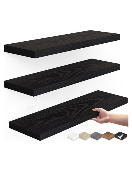 Estantes Flotantes BAYKA de Madera Rústica 3 Piezas 40,6 cm