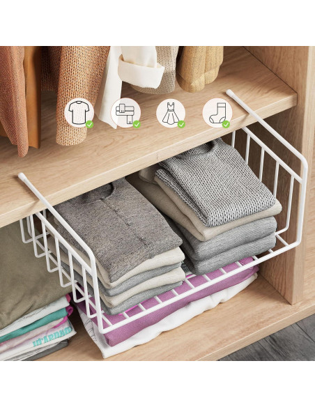 Cesta de Almacenamiento Bajo Estante SUFAUY 4 PCS Blanca