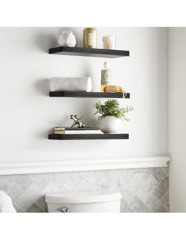 Estantes Flotantes BAYKA de Madera Rústica 3 Piezas 40,6 cm