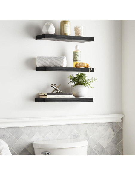 Estantes Flotantes BAYKA de Madera Rústica 3 Piezas 40,6 cm