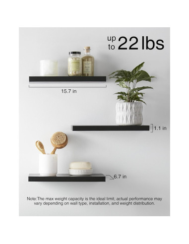 Estantes Flotantes BAYKA de Madera Rústica 3 Piezas 40,6 cm