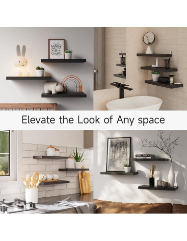 Estantes Flotantes BAYKA de Madera Rústica 3 Piezas 40,6 cm