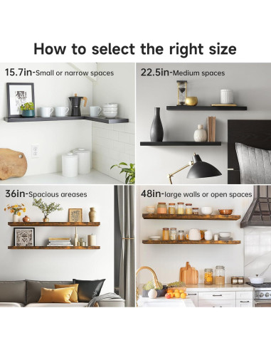 Estantes Flotantes BAYKA de Madera Rústica 3 Piezas 40,6 cm