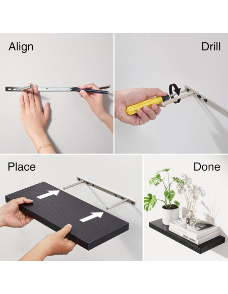 Estantes Flotantes BAYKA de Madera Rústica 3 Piezas 40,6 cm