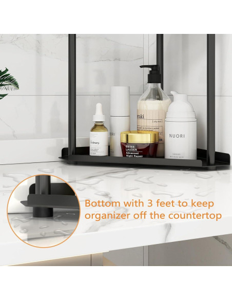 Organizador de baño Jesginboo 2 niveles negro compacto