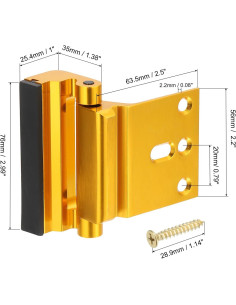Cerradura de Seguridad PATIKIL para Puerta 7,62 cm Dorado 2