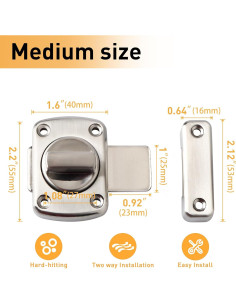 Cerradura de Puerta Alise MS220U con Pestillo Deslizante Cepillado 2
