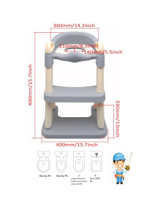 Silla de Entrenamiento para Baño HTTMT Gris Ajustable 2